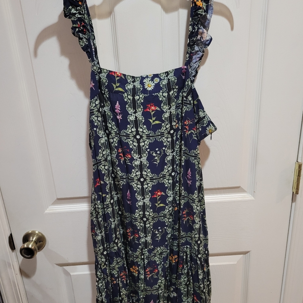 Floral Print Dress with Ruffled Straps